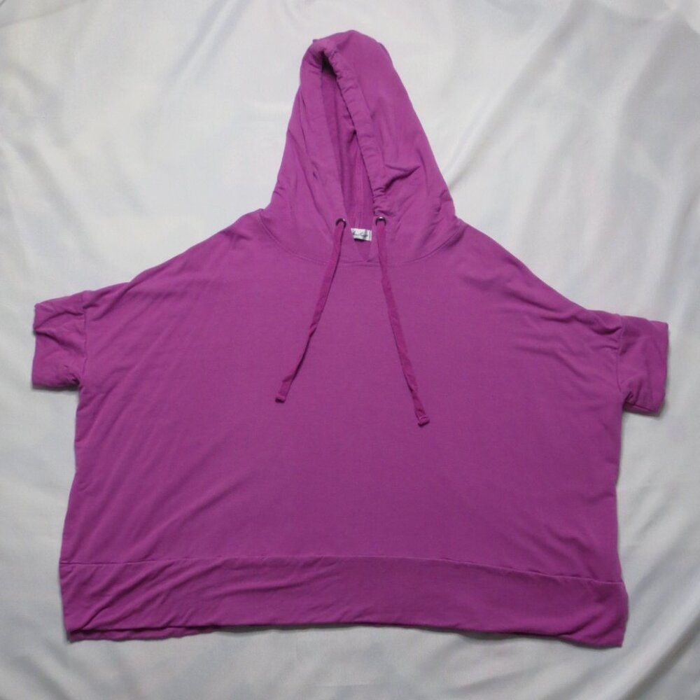 ANOTHER LOVE womens TOP shirt FUSHIA cropped OVERSIZED hoodie SIZE L - Picture 3 of 12